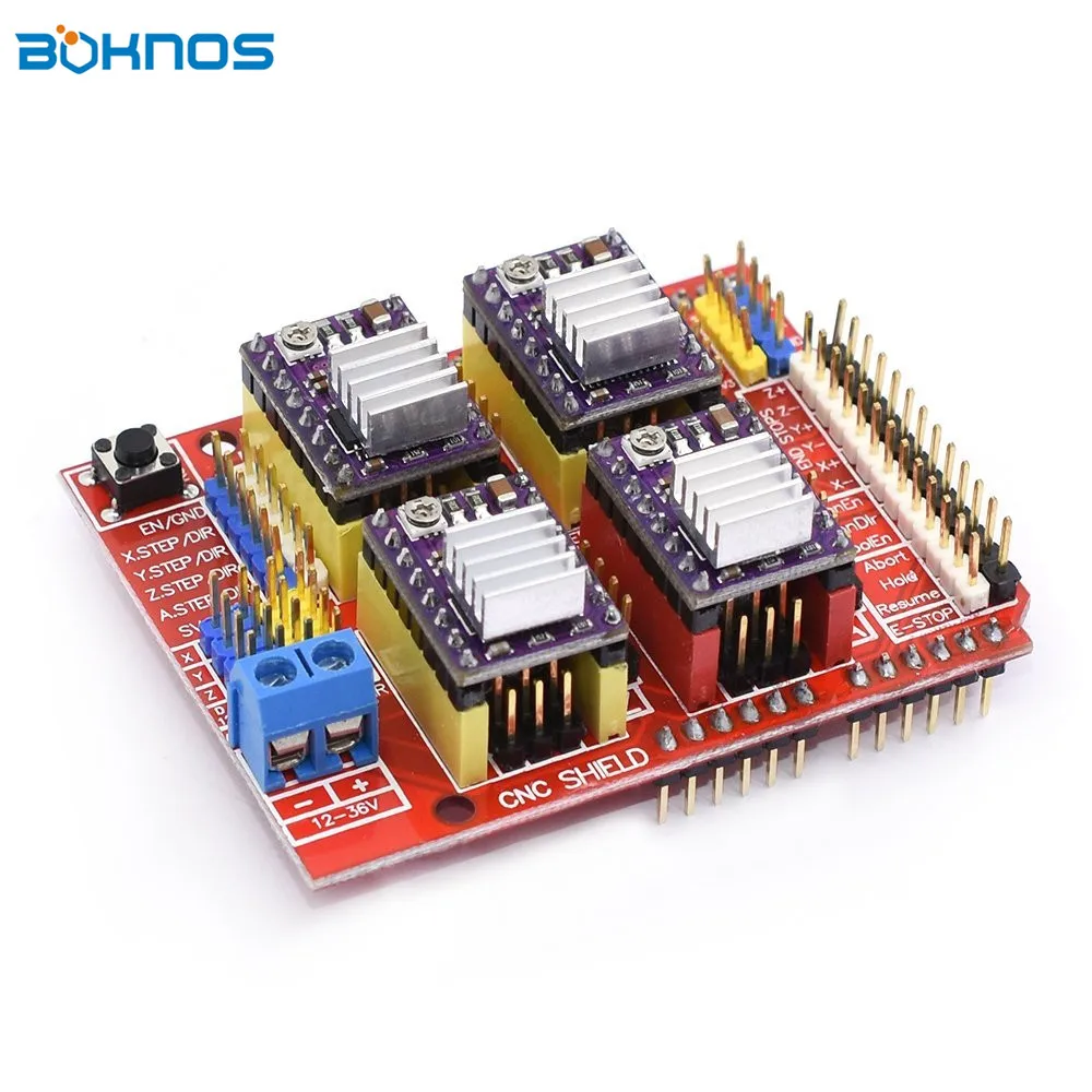 4 x DRV8825 шаговый двигатель драйвер модуль с радиатором + плата расширения ЧПУ щит