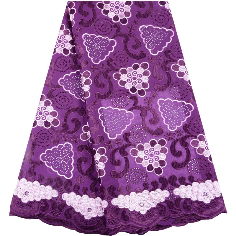 

Новое поступление, фиолетовая нигерийская хлопковая швейцарская кружевная ткань, Высококачественная африканская швейцарская вуаль, круже...