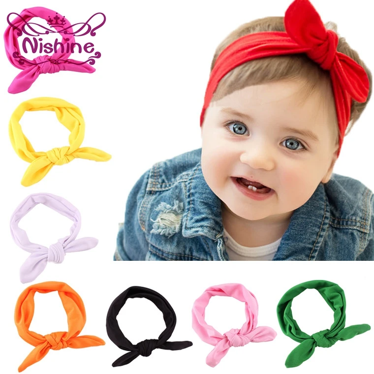 

Nishine Cute Knot Tie Headwrap Kids Hairband Turban Cotton Blend Headwraps Photo Prop Stretchy Girls Hair Accessories