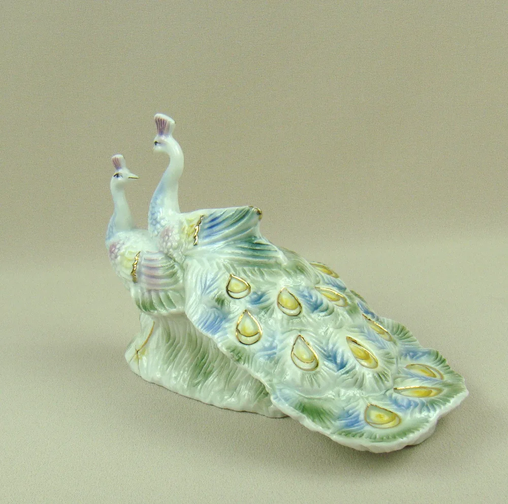 Фарфоровая Пара Фигурка павлина декоративная керамика влюбленных статуя Китай