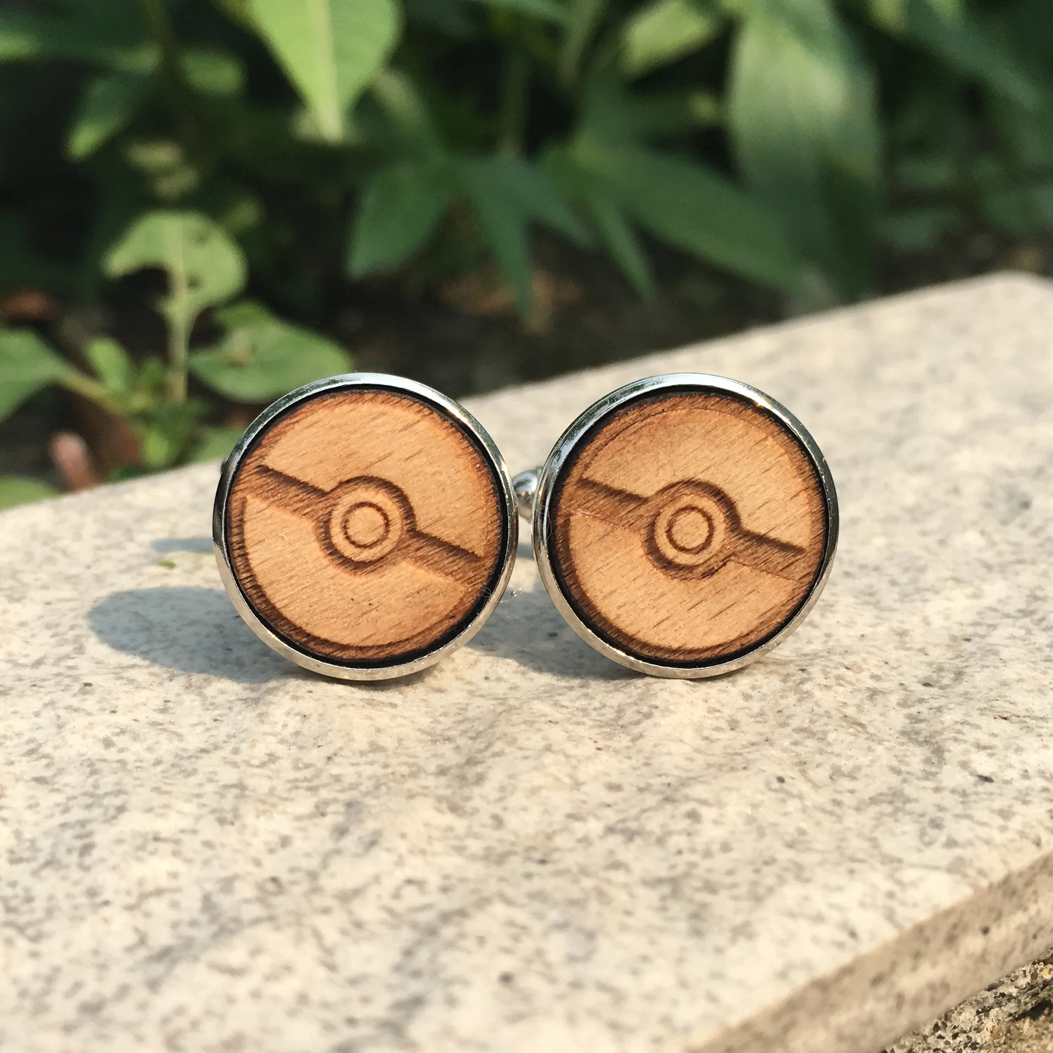 Poke деревянные Запонки Go свадебный подарок Женихи Ball X 1 пара|cuff links|wooden cuff linkswood
