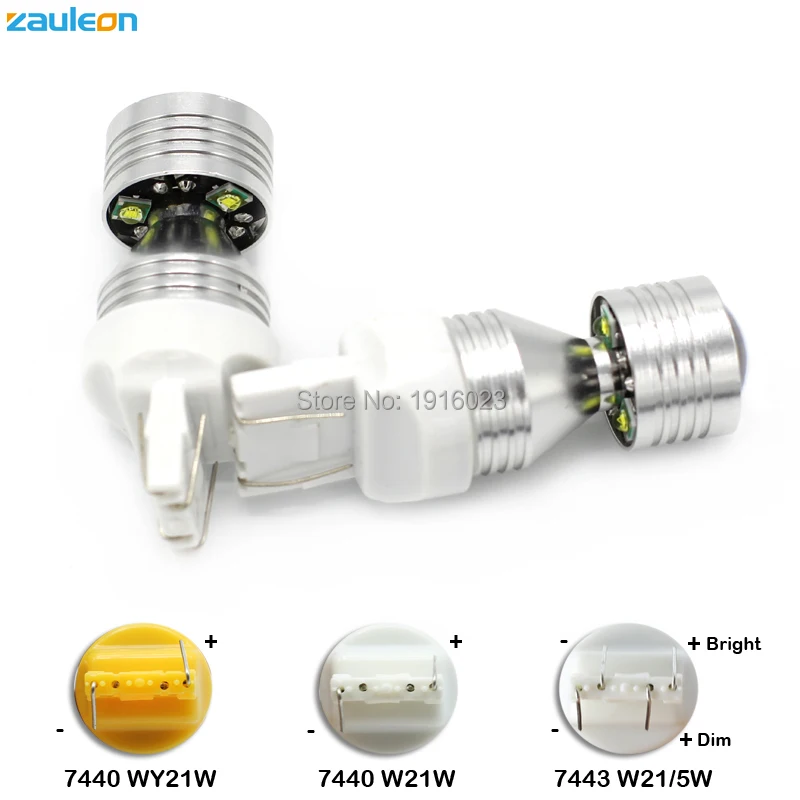 Zauleon 2 шт. Белый T20 W21W W21/5 W 7440 7443 Автомобильные светодиодные высокомощные супер яркие автомобильные лампы 20