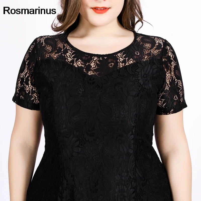6XL размера плюс вечерние платья женские летние с коротким рукавом кружевные Открытые Сексуальные вечерние платья макси длинные белые черные кружевные платья