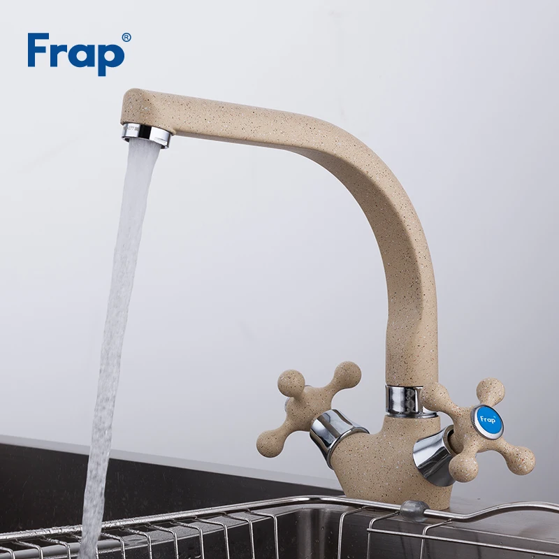 frap spray painting kitchen faucet sink cold and hot water mixer tap double handle 360 rotation tapware torneira cozinha f5408 free global shipping