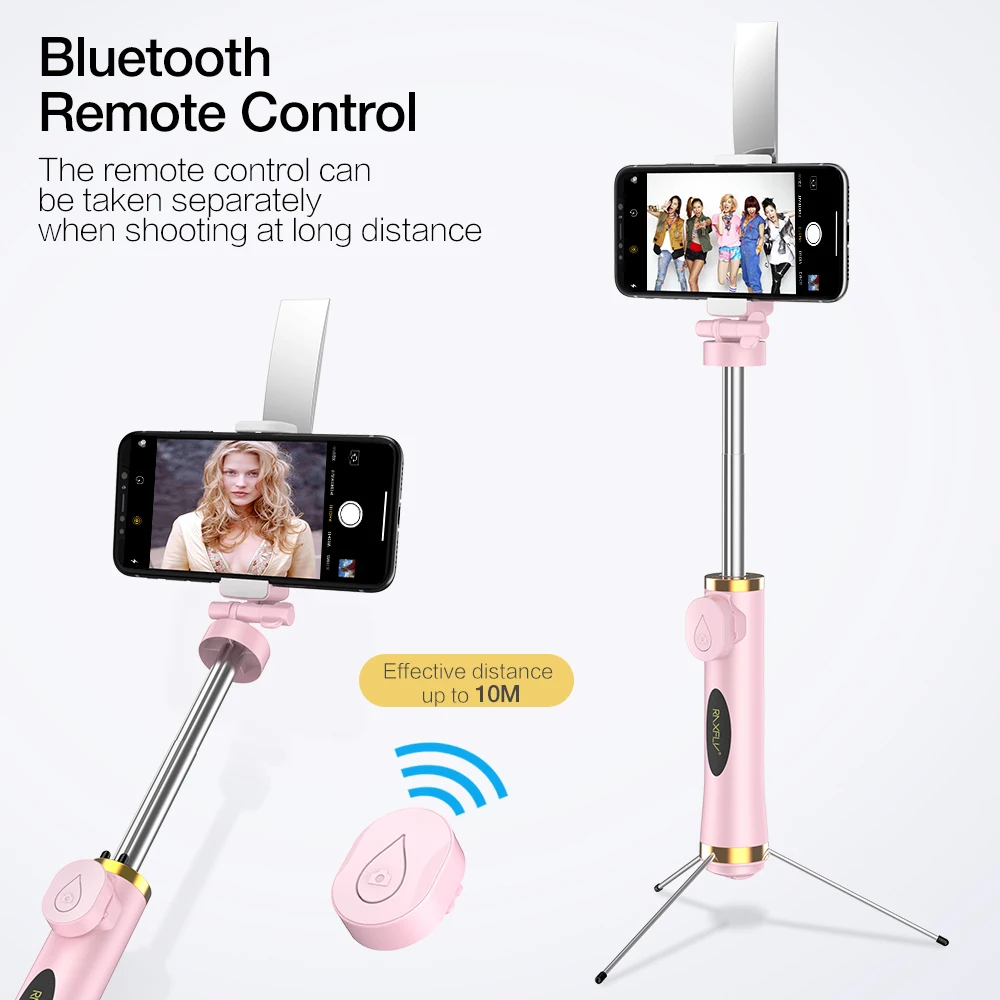 RAXFLY 3 в 1 Мини штатив светодиодный беспроводной Bluetooth селфи палка для iPhone XS складной ручной монопод затвора дистанционного выдвижная