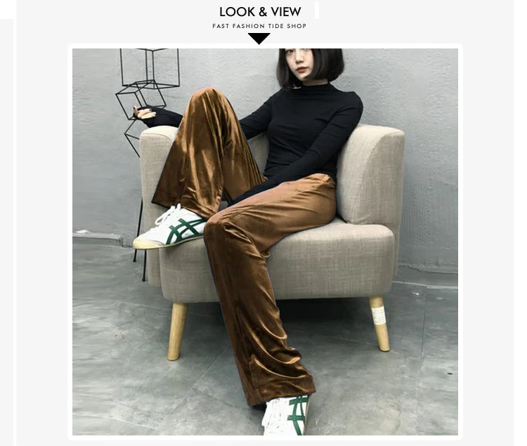 2018 осенние и зимние женские ботинки больших размеров из бархата Брюки с широкими