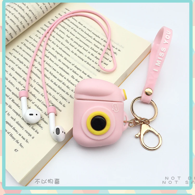 Силиконовый чехол для Apple Airpods, милый чехол, защитная крышка, Bluetooth, Беспроводная зарядка для наушников, чехол, сумки, защита от потери камеры