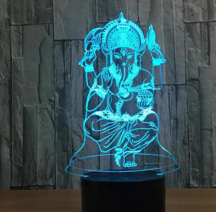 Маленькая 3d Настольная лампа с изображением Будды, красочная сенсорная 3d визуальная настольная лампа, импортный подарок, заказной красочный 3d маленький ночной Светильник - Цвет абажура: 7 color change