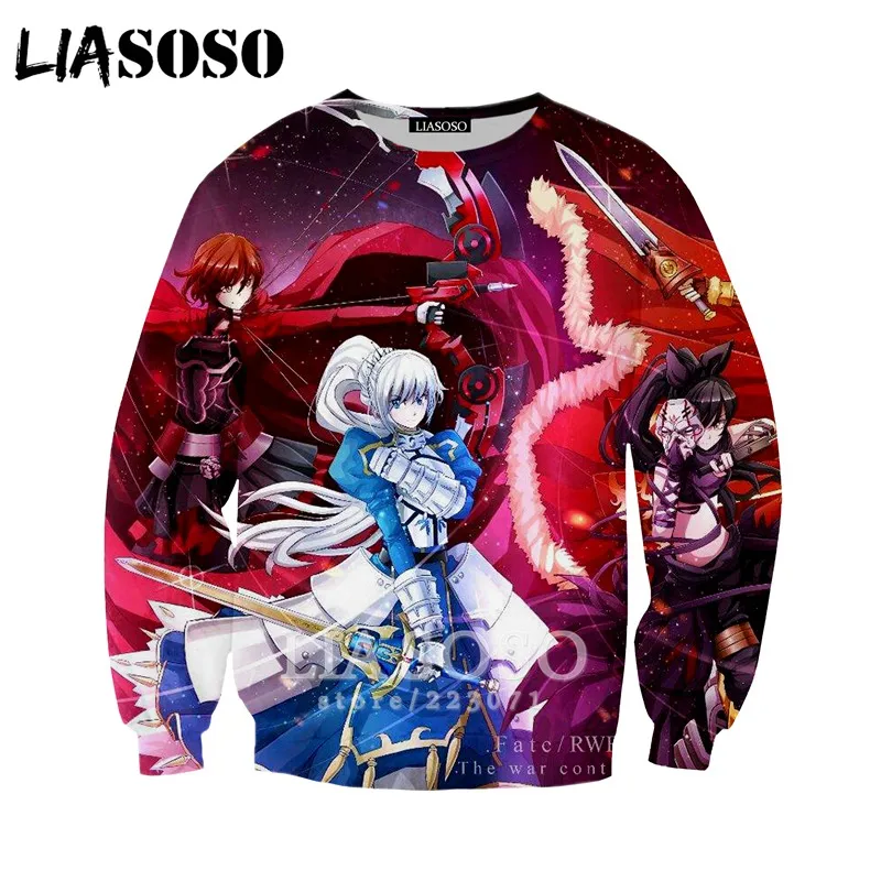 23 LIASOSO Осень Новые мужские и женские модные толстовки 3D принт Аниме RWBY Толстовка длинный рукав хип хоп Harajuku пуловер B012-19 - Цвет: 23