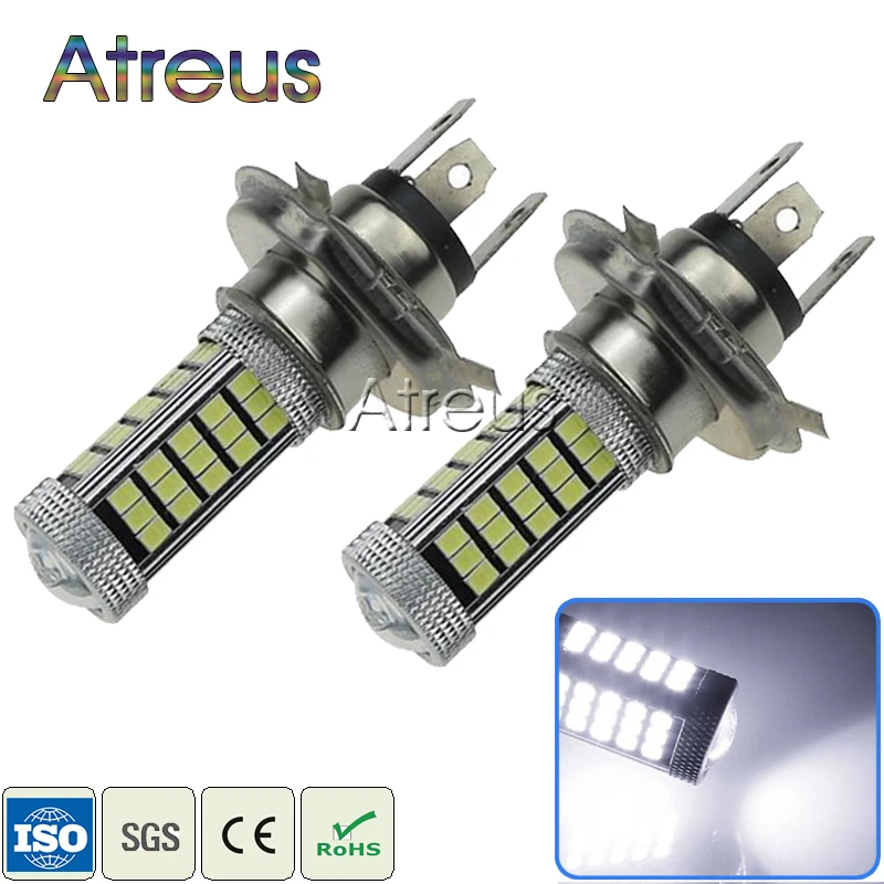 

2 шт., автомобисветодиодный светодиодные лампы H4 63 SMD2835 6000K 12 В