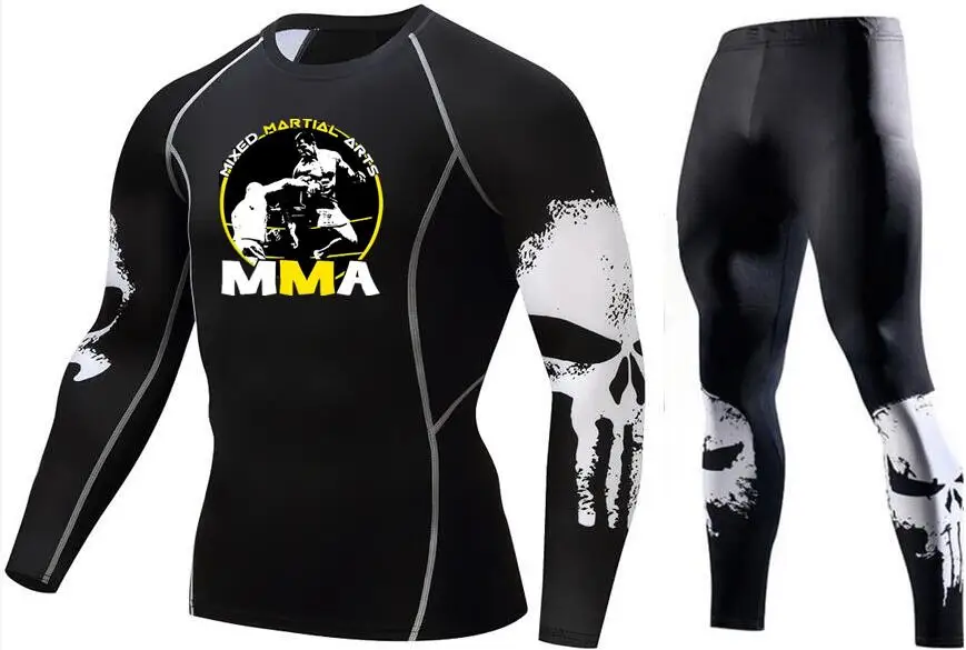 MMA мужская UFC Тема Мода Фитнес Футболка Бодибилдинг компрессия наборы рубашка