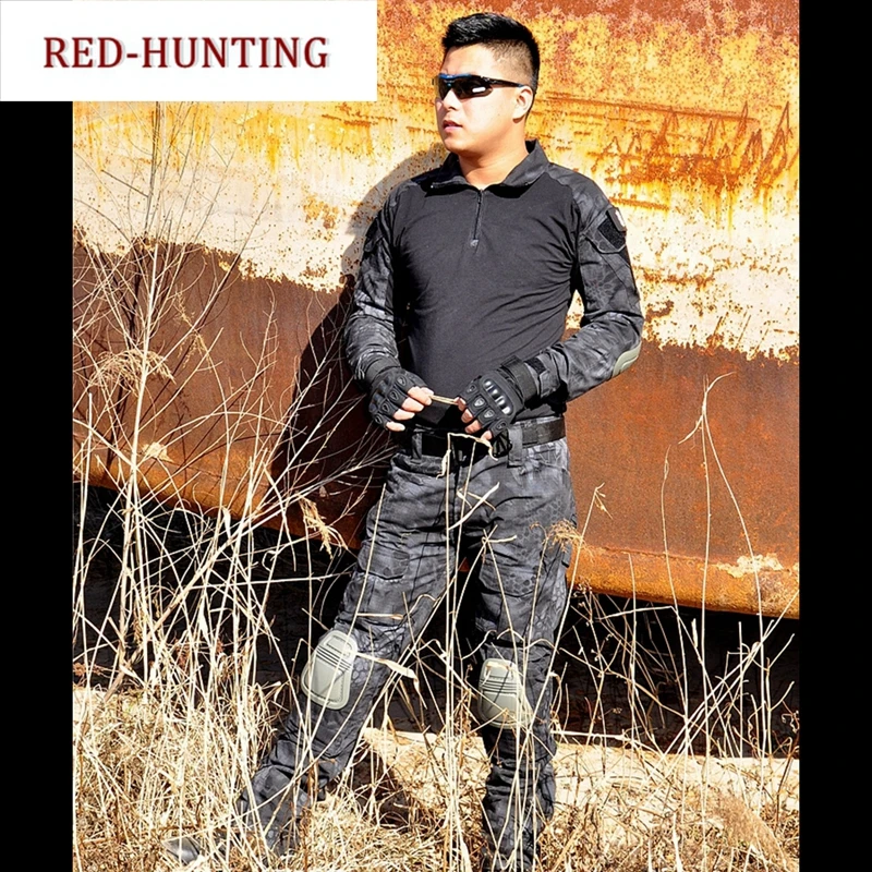 Армейская униформа для США рубашка брюки с наколенниками тактические боевые