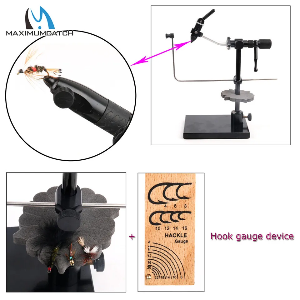 Maximumcatch Iron Rotary Fly Tying Vise Hard Jaws Machine Cut Vice Tool with Hackle Gauge|tying tool|fly tying toolsfly vice |