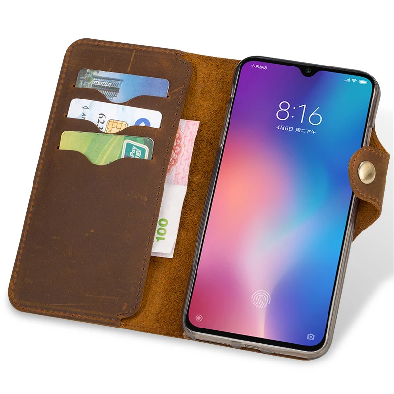 Чехол с откидной крышкой для Xiaomi Mi 5s 8 9 9T A1 A2 A3 lite Max 3 Mix 2s Poco F1 Crazy horse чехол из
