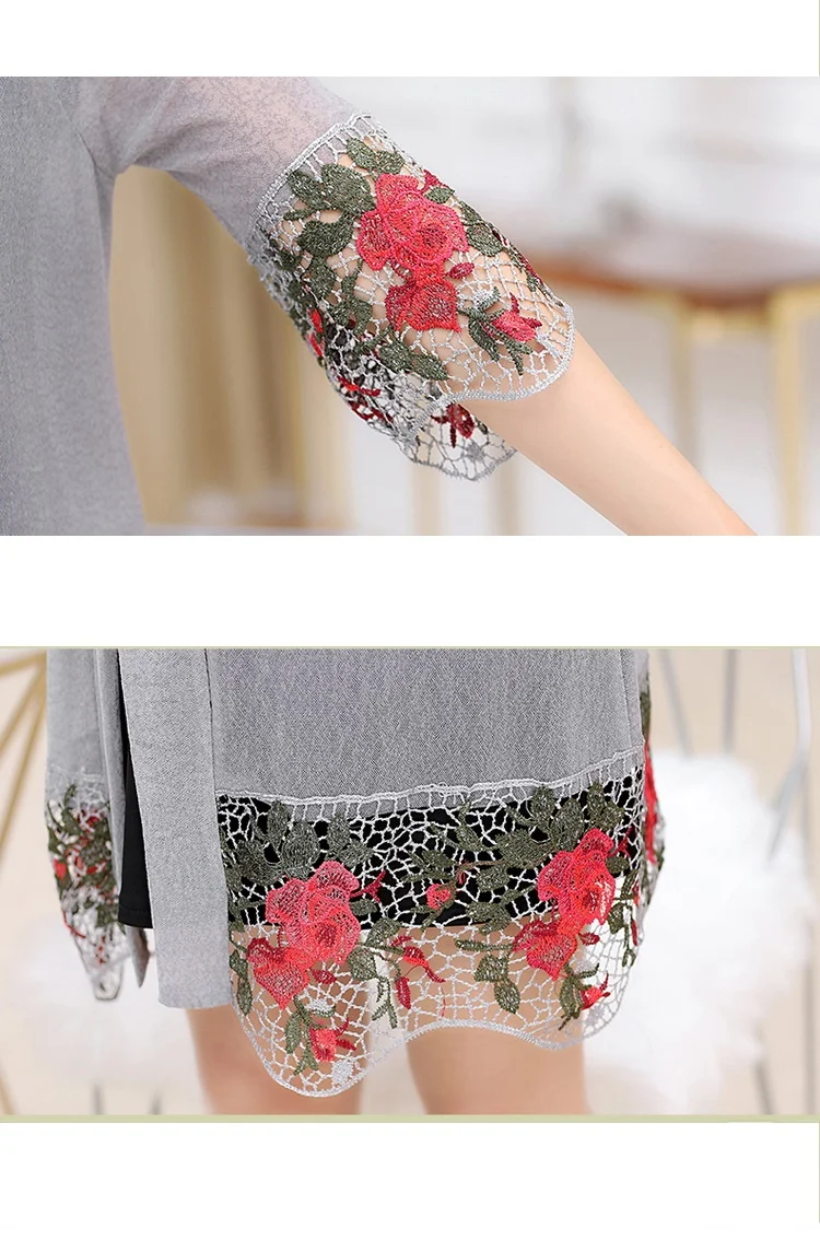 Женский костюм большого размера летний комплект из двух предметов с вышивкой