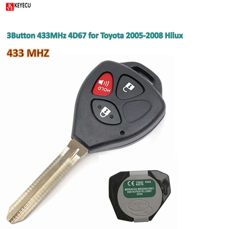 Keyecu оригинальный дистанционный ключ 3 кнопки 433 МГц 4D67 для Toyota 2005 2008 Hilux 4runner 2003 2009