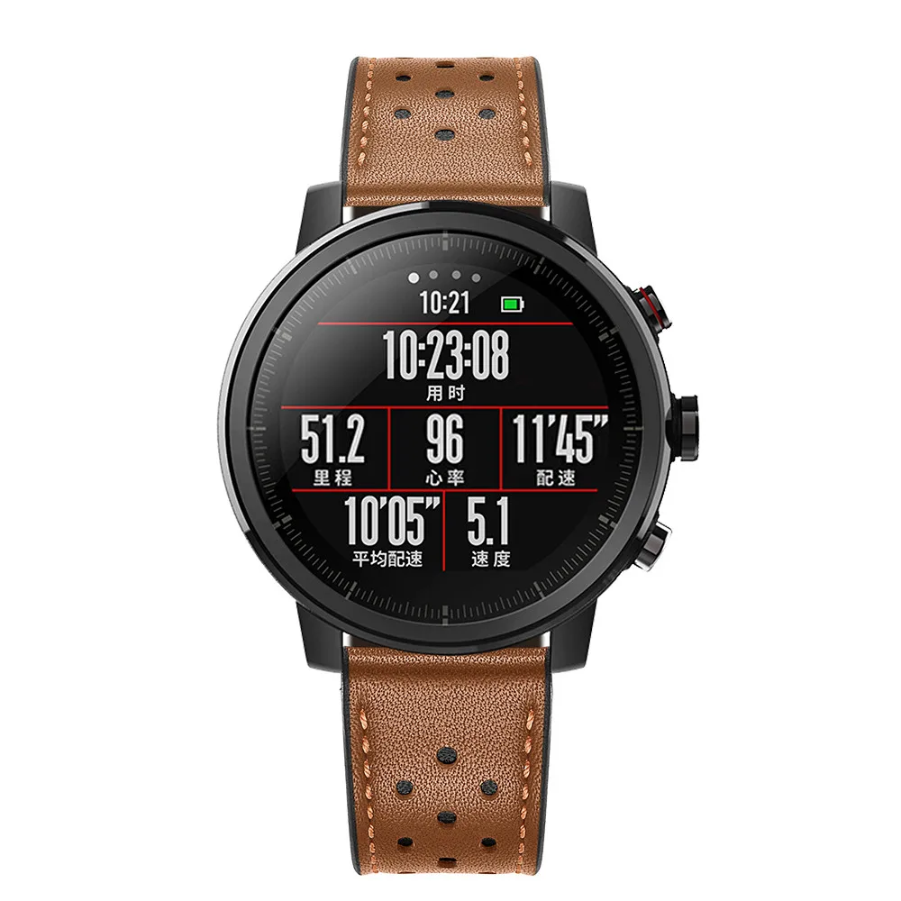Кожаный ремешок для часов для мужчин и женщин, ремешок для часов Amazfit Stratos, умные часы 2/2 S, наручные часы, ремешок на ремне, Ремешки для наручных часов, браслет