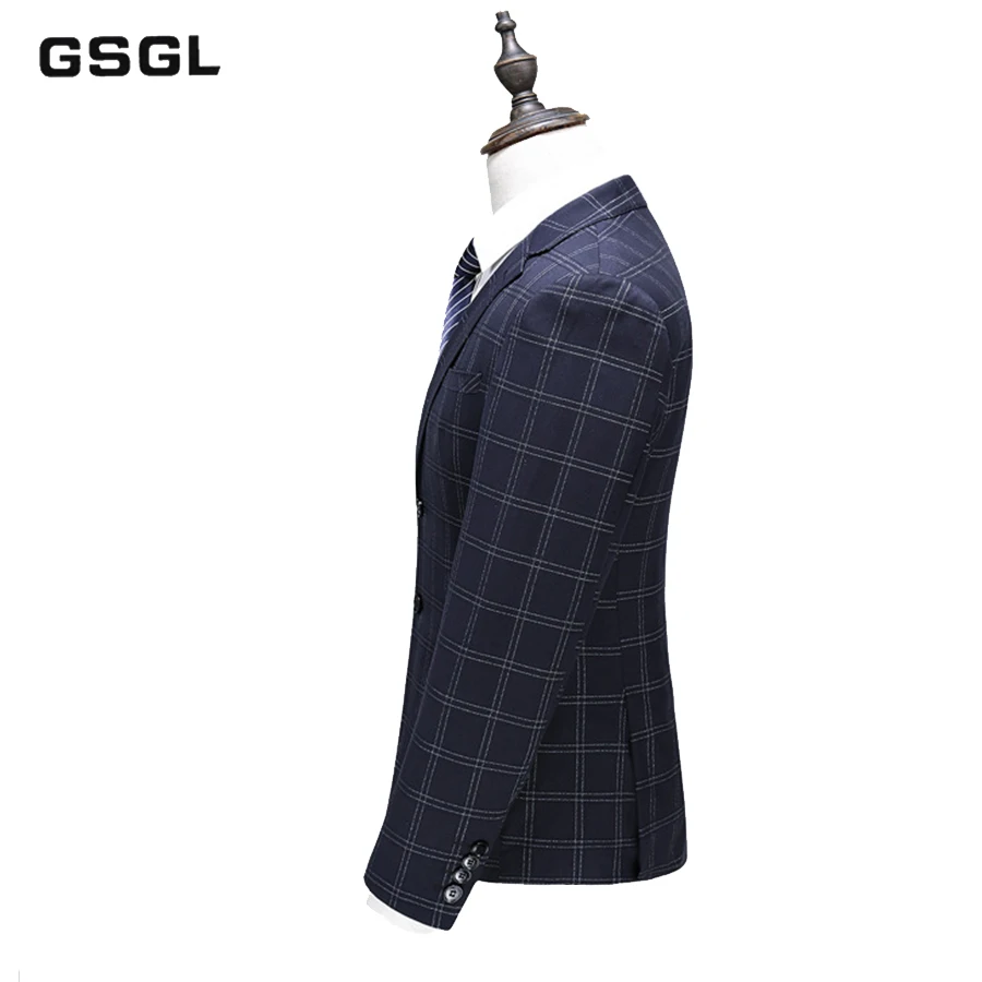 British Style Plaid Casual Suit Men Single Breasted Men's Business Wedding Suits 3 Pieces Set(Jacket+Vest+Pants)