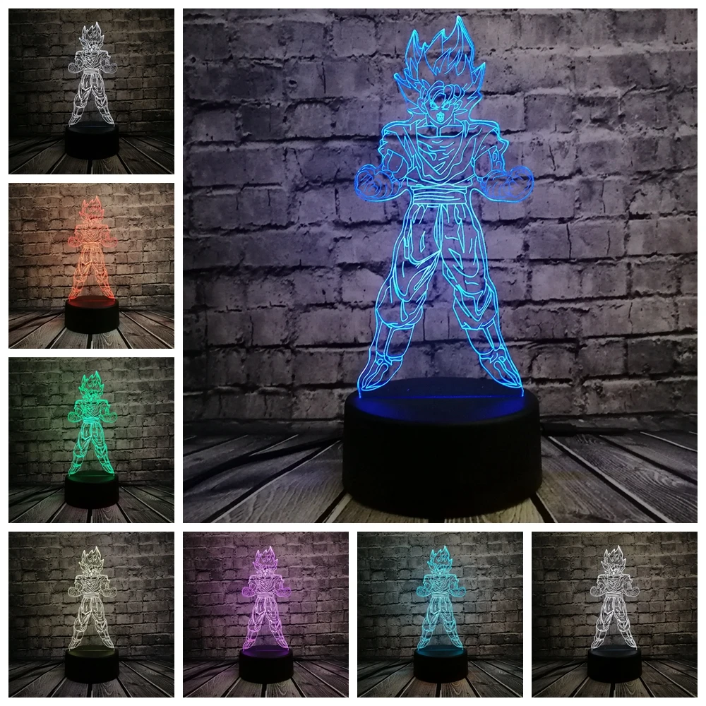 7 Dragon Ball Super Son Goku Kakarotto 3D настольная лампа Luminaria светодиодный ночник креативный