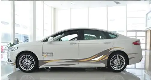Gray Gold Сбоку юбка линия талии наклейка для hyundai Avante Verna Solaris всего тела декоративные BA049 - Название цвета: Gray Gold