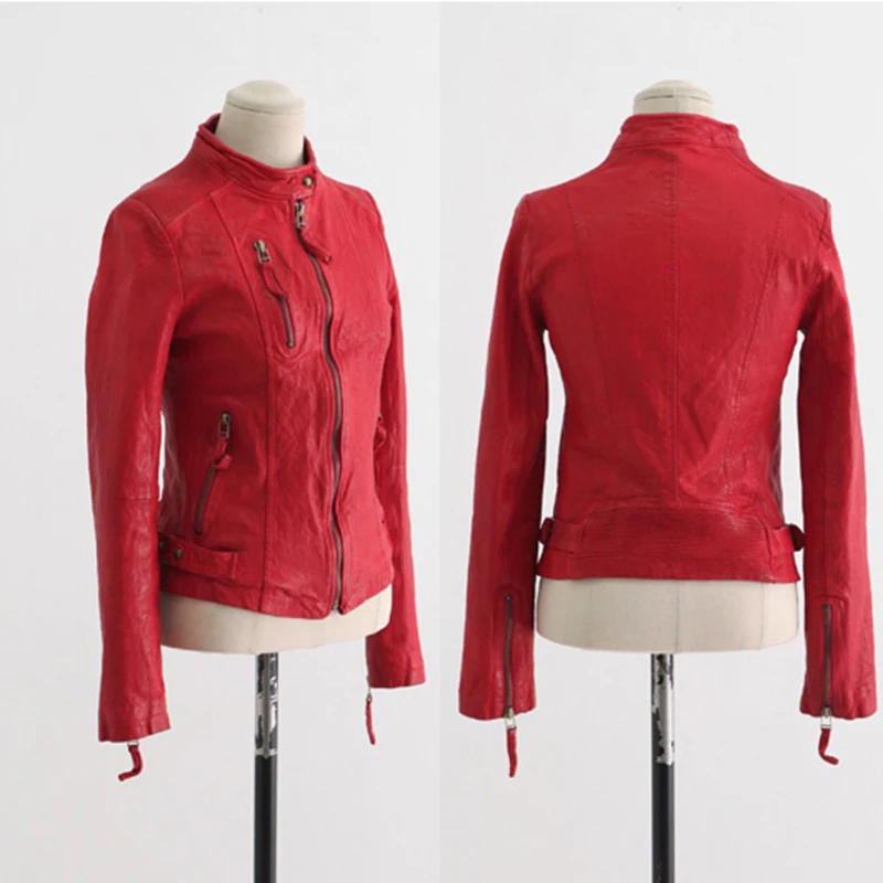 Куртка женская короткая из натуральной кожи пикантная приталенная