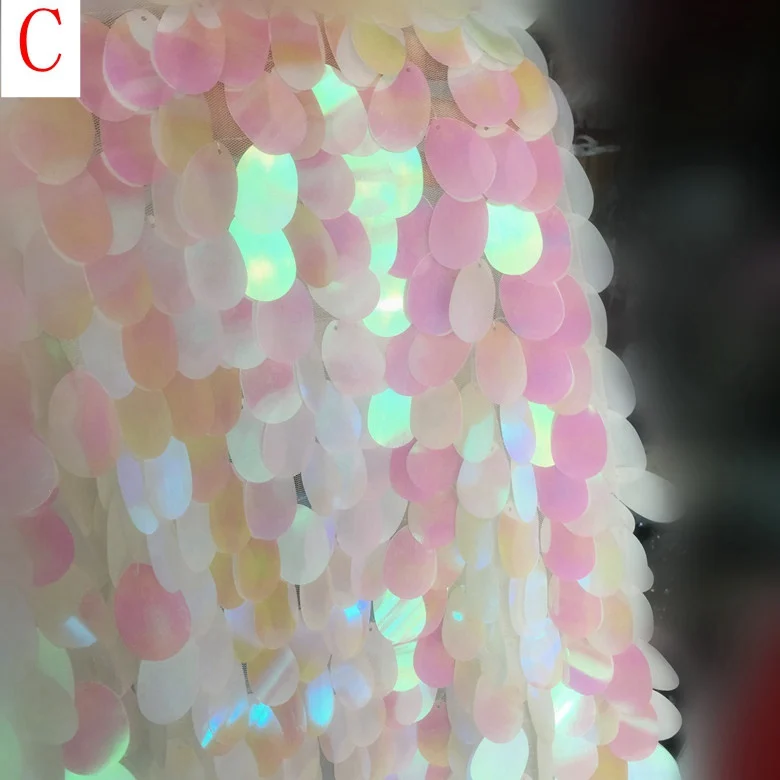 C GLace 1Y/лот блесток ткань 5 цветов капли воды блесток сетчатая ткань для платья Кружева свадебное украшение TX805 - Цвет: C
