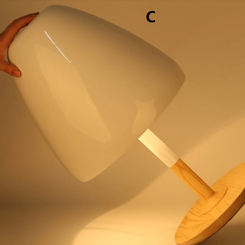 Современная Грибная Настольная лампа с деревянной основой настольная для