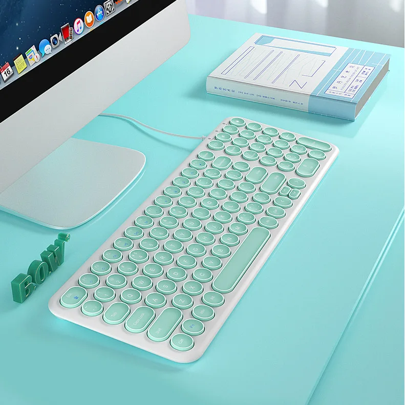 Blue B. O. W 100 клавиши провода тонкая клавиатура, ультра-тонкий проводной USB мультимедиа мини-клавиатура(круглые клавиши) для ПК/компьютера/ноутбука/Mac - Цвет: Blue