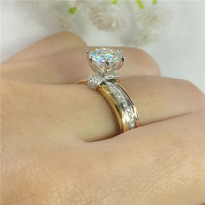 18K 750Au Золотое кольцо с муассанитом и бриллиантом, обручальное кольцо D цвета VVS с национальным сертификатом MO-H1030