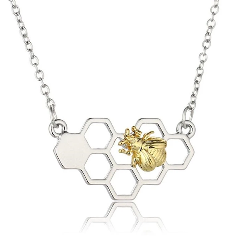 Кулон в виде пчелы металла милый Шестигранник пчела Очаровательное ожерелье