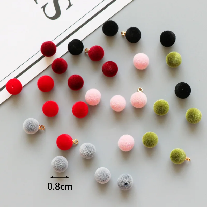 10PCS/Pack Color Handmade Plant Fluff Earrings Pendant Ball DIY Manual Accessories Materia Apparel Sewing Craft Supplies 0.8CM | Дом и сад