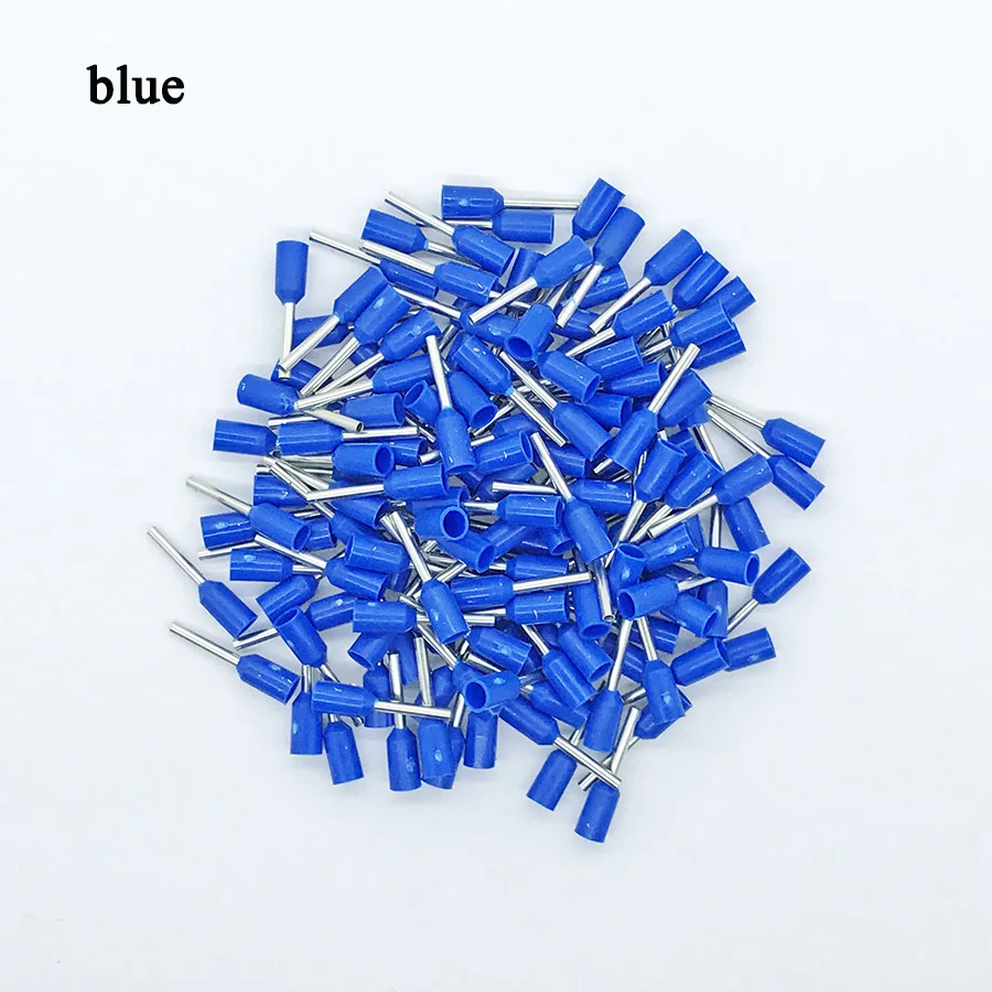 blue 100pcs E0508 E1008 E1508 E7508 E2508 E4009 E6012 трубчатый соединитель провода терминала кабель обжимные клещи кабельная муфта для 0.5-6mm2, 22-10AWG 100 шт - Цвет: blue 100pcs