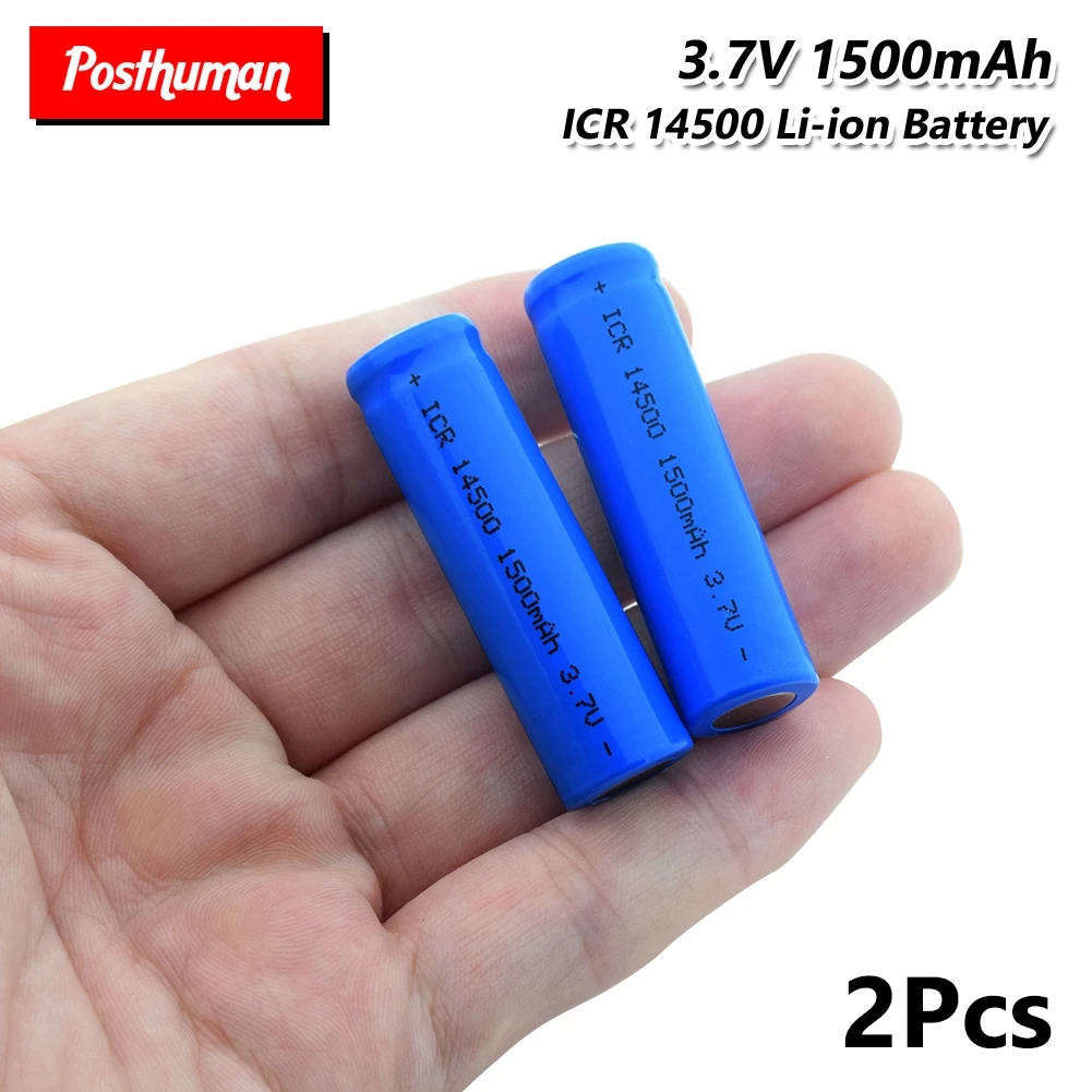 2 pieces 1/2/4/6/8/10 шт. ICR 14500 литий-ионный аккумулятор Перезаряжаемые батареи 3,7 V 1500 мА/ч, литий Батарея Замена для фонарь Мощность с фонариком - Цвет: 2 pieces