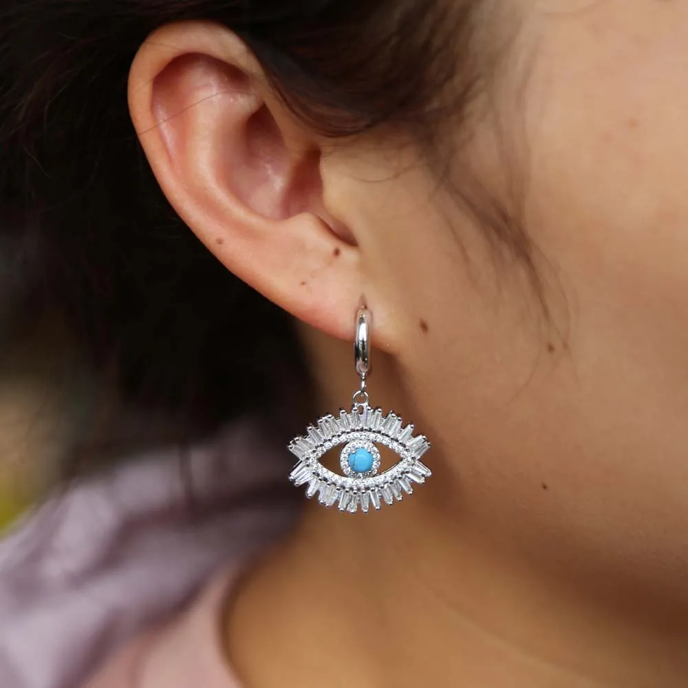 Модные круглые серьги с инкрустацией опала 1.2ct Коктейльные Синим огнем