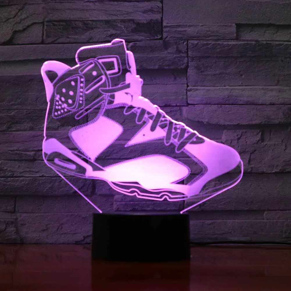 Usb Домашний Декор 7 цветов Изменение Настольная лампа 3D Led моделирование обуви гостиная освещение ночного света детские спортивные творческие подарки