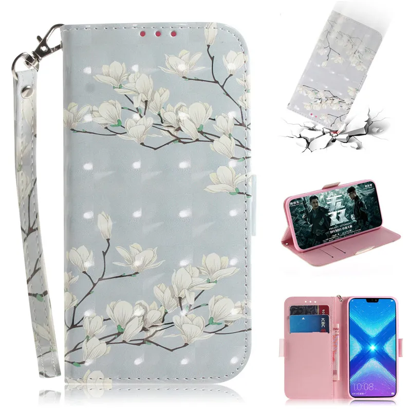 Флип-кожаный чехол для Fundas huawei Honor 8X, чехол для Coque huawei Honor 8 X, чехол с 3D рисунком, кошелек, подставка, чехол для телефона Caque