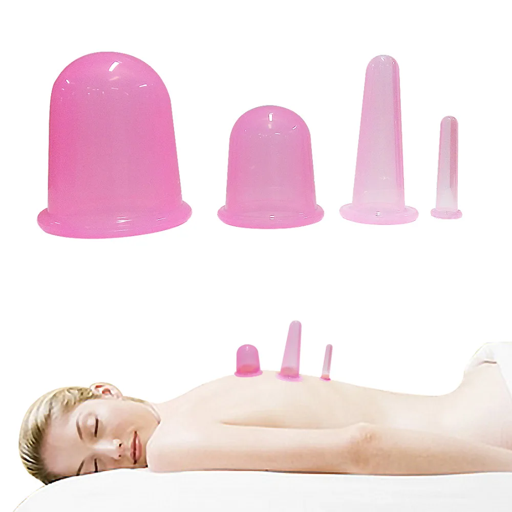 4 шт./компл. уход за телом антицеллюлитный силиконовые вакуумных банок чашки для