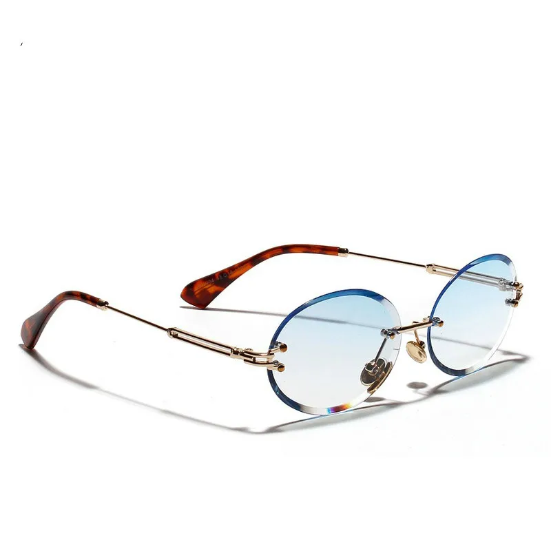 

Vintage Rimless Tinted Oval Sunglasses Women's Round Glasses Gradient Crystal Sunglasses Men Oculos De Sol Feminino UV400