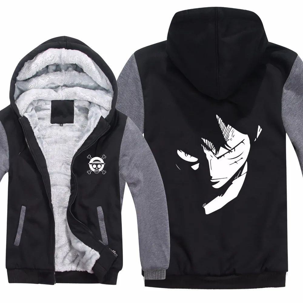 Аниме цельные толстовки мужские новые зимние теплые с подкладкой мужская куртка