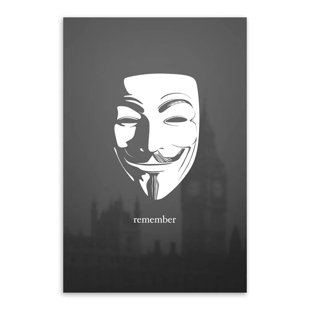 Современная Вендетта черно белая маска героя лодона поп фильм А4 большой