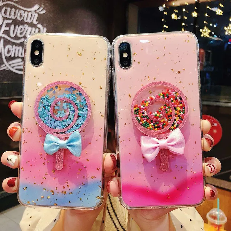 3D леденец градиентный телефонный чехол для iPhone XR XS Max блестящий золотой фольгой Мягкий ТПУ чехол для iPhone X 6 6S 7 8 Plus чехол Capa Funda