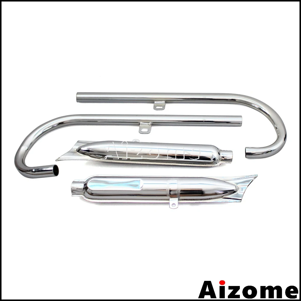 1 Set 24HP Motorcycle Exhaust Muffler 750cc Chrome Retro Fish Tail Pipes For BMW K750 M1 M72 R71 R12 Dnepr MT12 Side Car | Автомобили и