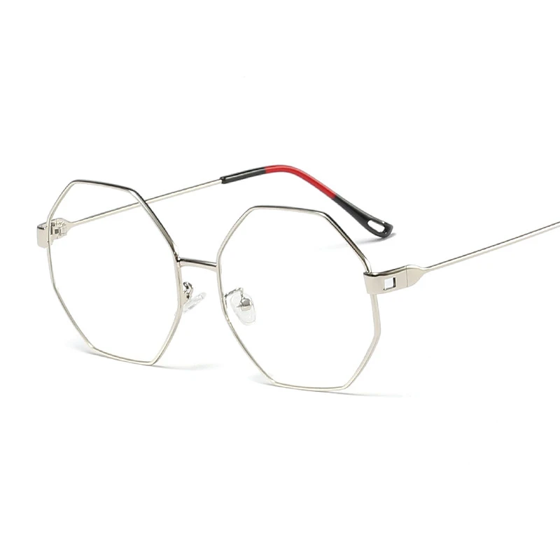 C6 Sliver Clear HBK Роскошные прозрачные шестигранные очки оправа женские Брендовые очки винтажные сплав оттенки трендовые квадратные оптические оправа для Компьютерных Очков - Цвет оправы: C6 Sliver Clear