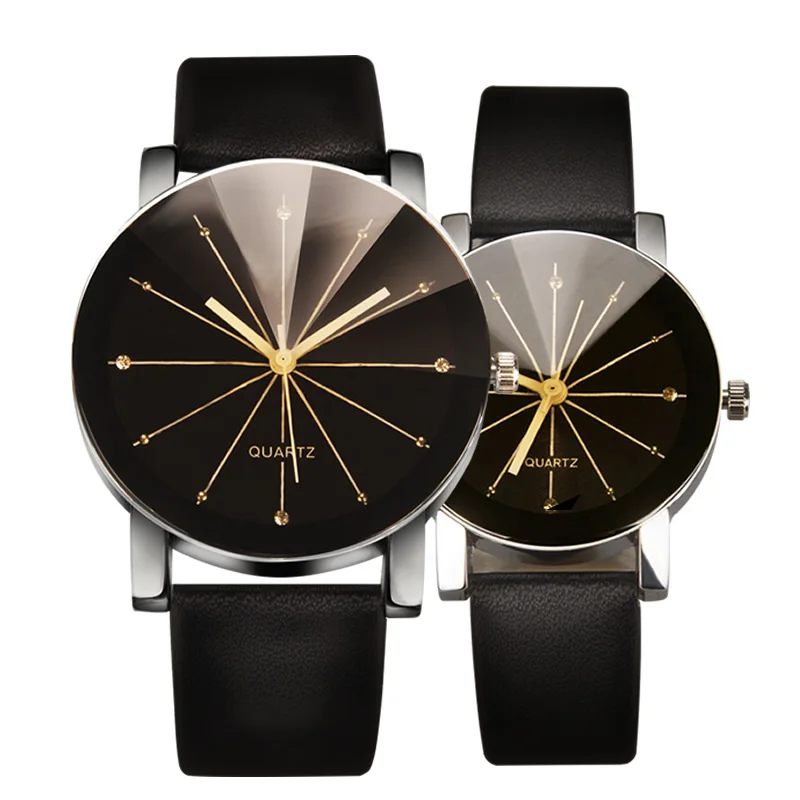 Высококачественные кварцевые часы мужские и женские с циферблатом кожаный - Фото №1