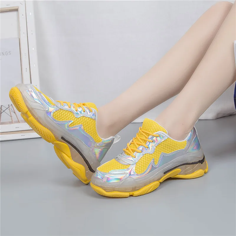 Sneakers Casual Shoes Women 2019 Diamond Sneaker Clear Platforms Bling Lace Up Thick Bottom Woman | Обувь