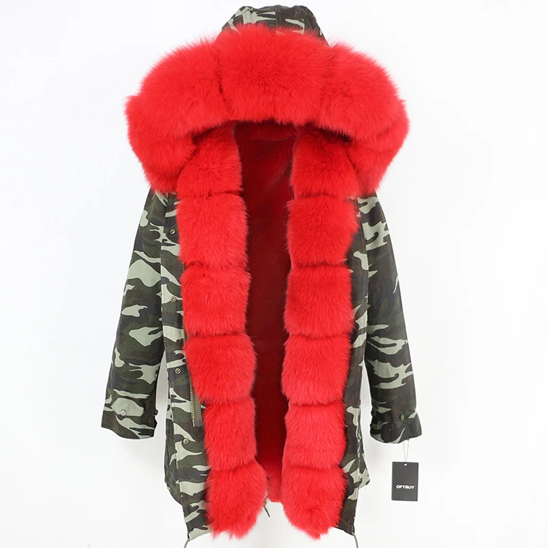 OFTBUY длинная парка с воротником из натурального Лисьего меха, пальто из натурального меха, зимняя женская куртка, Толстая теплая брендовая Роскошная Съемная уличная одежда