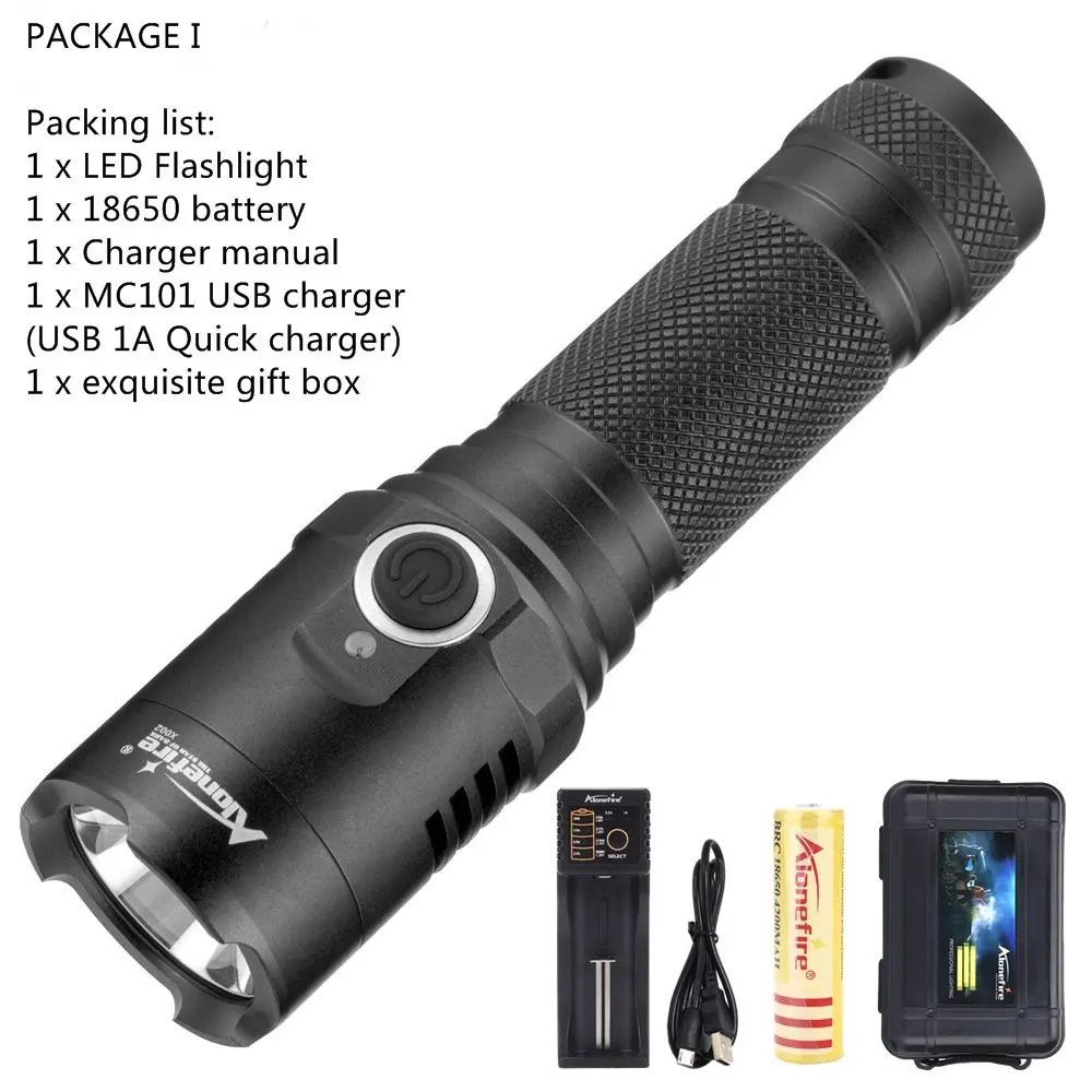 PACKAGE I AloneFire X002 ультра яркий Мощный светодиодный фонарик xml t6 светодиодный тактический фонарь для аккумулятора 18650 - Испускаемый цвет: PACKAGE I