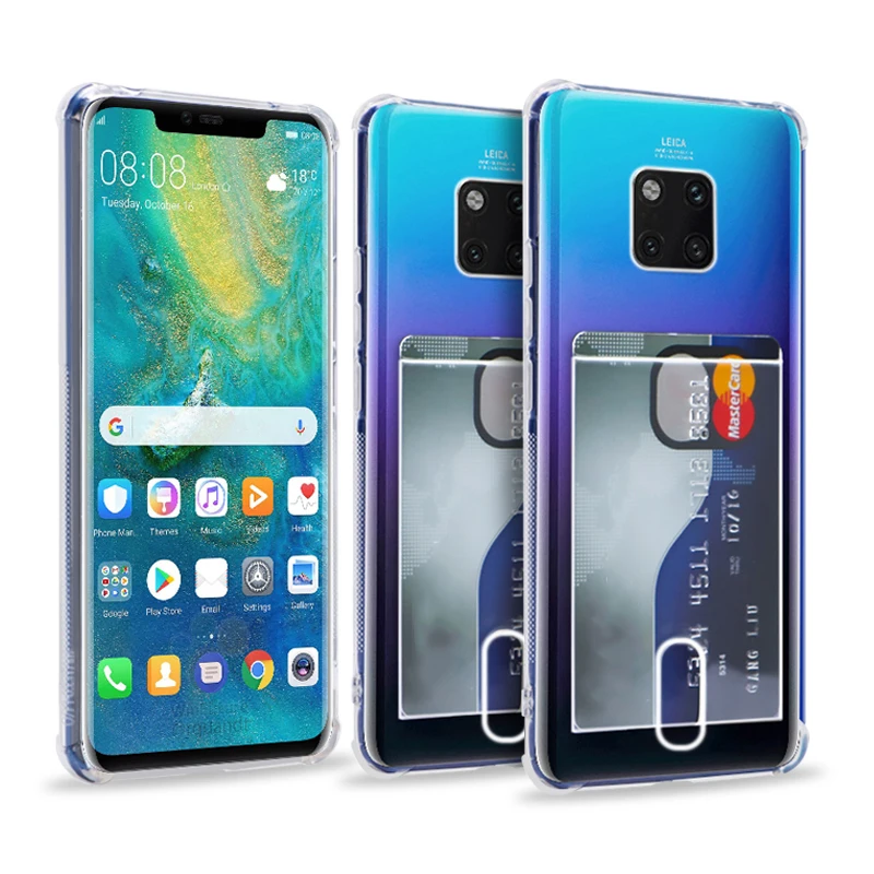 YISHANGOU держатель для карт чехол для huawei mate 20 Pro P20 Lite прозрачный мягкий кремний задняя крышка для huawei mate 10 Pro Funda