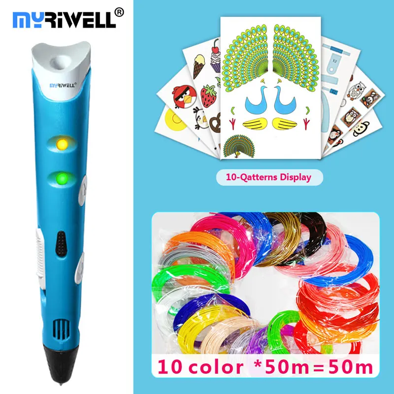 Myriwell 3d Ручка 3d ручки, 1,75 мм ABS/PLA нити, 3 d pen3d модели, Creative3d ручка doodler, лучший подарок для детей