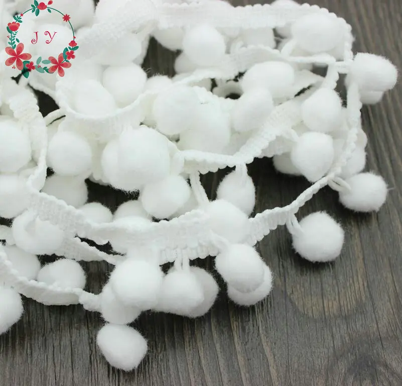 40 ярдов Белый цвет слоновой кости кремовый крошечный помпон отделка (размер мяча: